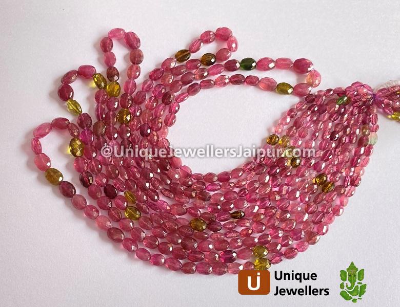 Pink Rubellite Tourmaline Faceted Oval Beads